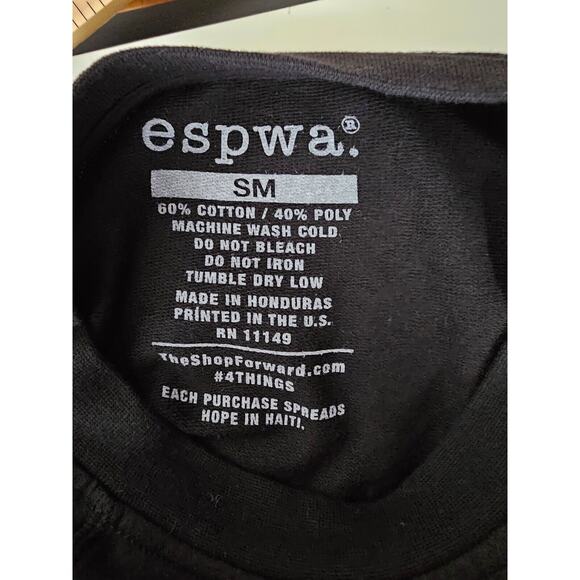 ESPWA Black Long Sleeve Thin Sweater Top Create Music Graphic Tee Shirt Small - Picture 3 of 7